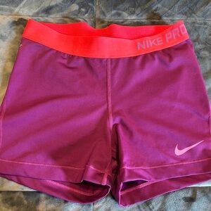 Women's Nike Pro Purple and Neon Pink Shorts, Dri-Fit